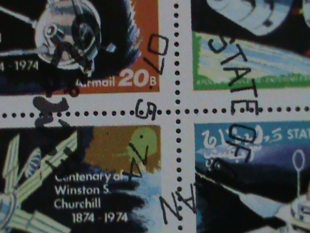 OMAN STAMP-1974 CENTENARY OF WINSTON CHURCHIL-SPACE PROGRAMS  CTO SHEET VF