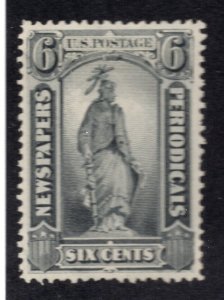 US 1875 6c gray black Newspaper, Scott PR36 NGAI, value = $900.00