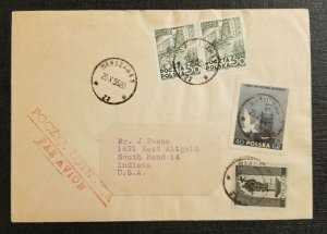 1955 Airmail Cover Warsaw Poland to South Bend Indiana