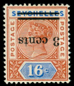 MOMEN: SEYCHELLES SG #38a 1901 INVERTED SURCHARGE MINT OG H