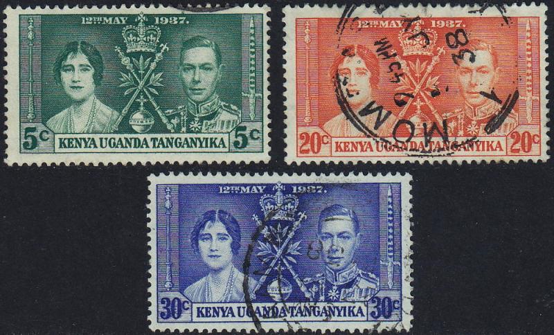 Kenya Uganda - 1937 - Scott #60-62 - used - Coronation