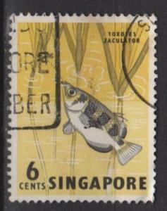  	 Singapore 1962 - Scott 56 used - 6c, Fish 