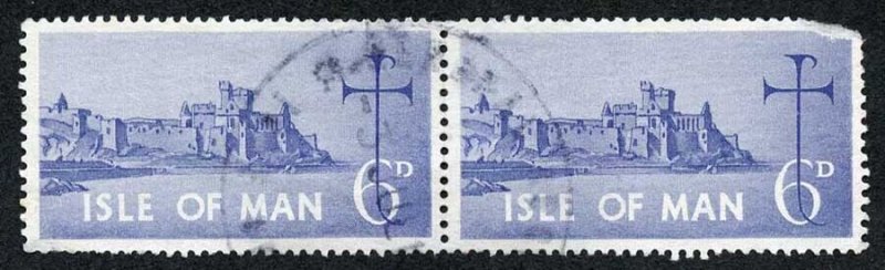 Isle of Man 6d Blue Pair QEII Pictorial Revenues CDS