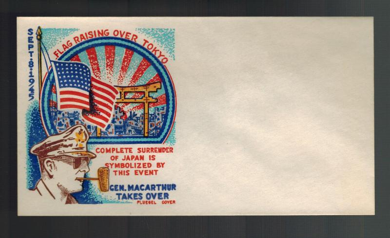 Mint 1945 USA Patriotic Fluegel Envelope Surrender of Japan VJ Day MacArthur