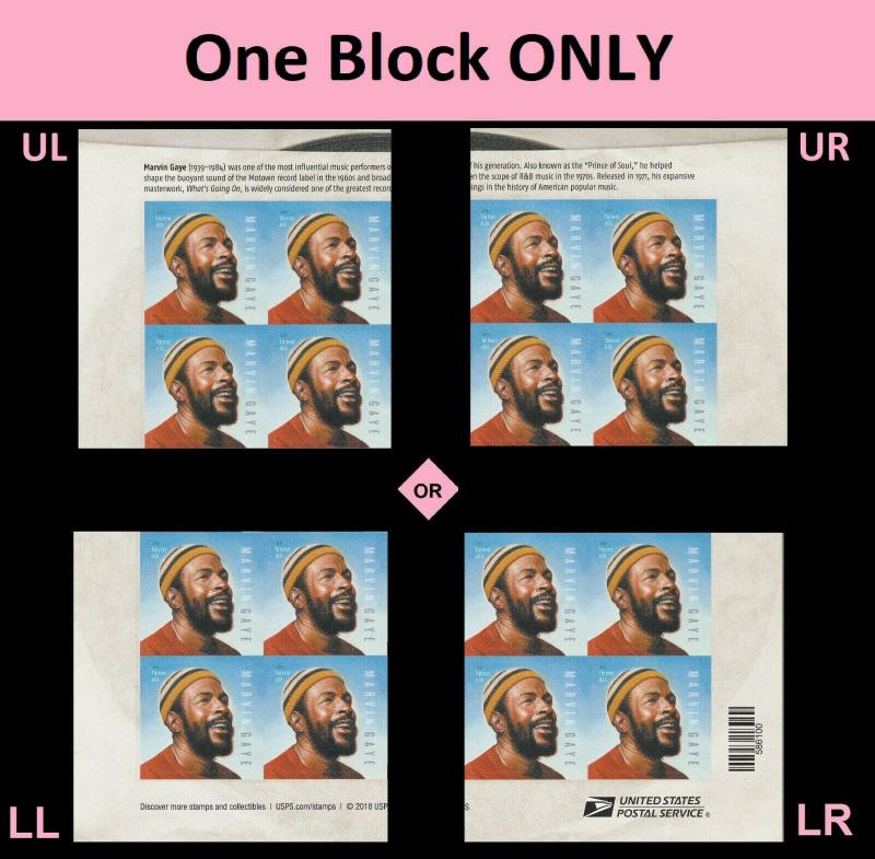 US 5371 Music Icons Marvin Gaye forever corner block MNH 2019 