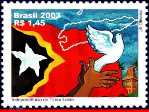 2882 BRAZIL 2003 INDEPENDENCE OF EAST TIMOR, FLAGS, BIRDS, HISTORY, MI# 3300 MNH