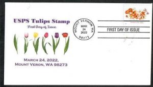 5681-FDC-58c Tulips 22-3-24, Mount Vernon, WA-FDOI Killbar & Hadley, MA-Bullseye