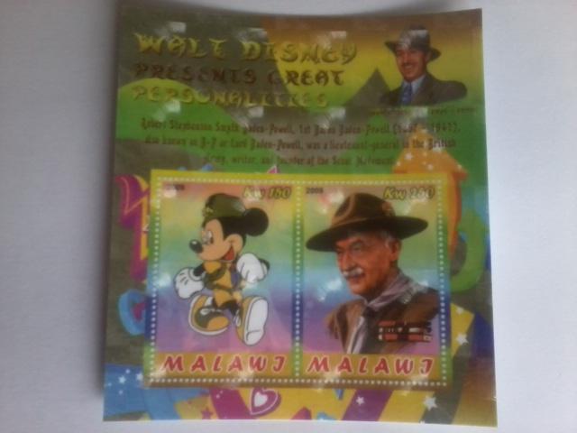 MALAWI SHEET DISNEY 2D TWO DIMENSIONS BADEN POWELL SCOUTS 