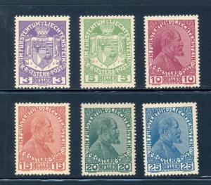 Liechtenstein 4 to 9 mnh complete set