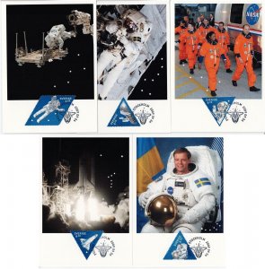 378-382 Sweden 2009 Scott #2621 maxicards Space shuttle NASA astronauts