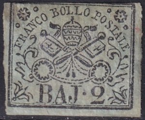 Italy Roman States 1852 Sc 3a Papal States MNG(*) corner thin