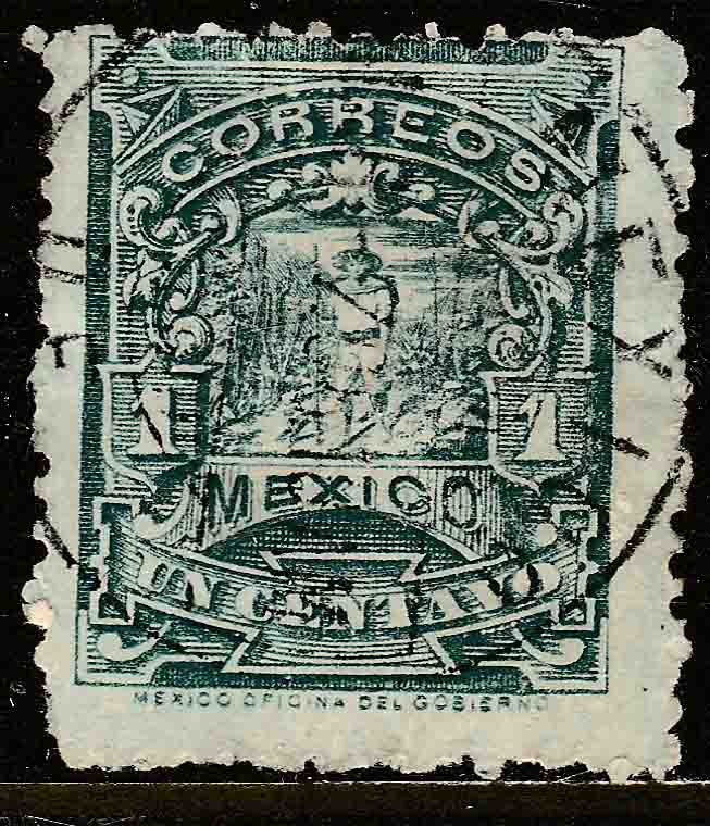 MEXICO 257, 1cent MULITA WMK RM INTERLACED. USED. F-VF. (155)