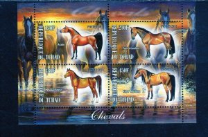 CHAD 2013 HORSES MINT VF NH O.G M/S4 (5CH)