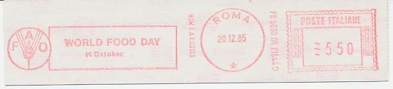 Meter cut Italy 1985 FAO - World Food Day