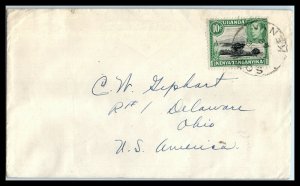 1949 KENYA UGANDA TANGANYIKA Cover - to Delaware, Ohio USA R4 