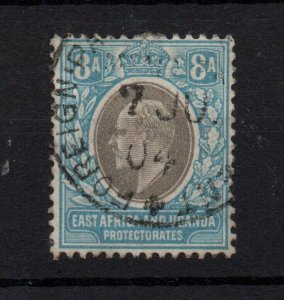 East Africa & Uganda 1903-04 8A blue/grey SG8 WMK Crown/CA good used WS33902