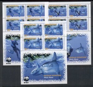 Penrhyn Is 2003 WWF Marine Life, Ocean Sunfish3x (3/4, no $1.95) sheetlet MUH