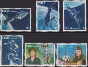 Sc# 2050 / 2055 Cuba 1976 Russia, 1st Space Flight complete set MNH CV: $4.00