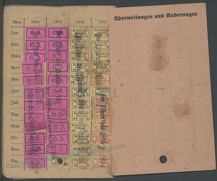 3rd Reich 1934 Hitler Youth HJ Ausweis ID Photo Membership Booklet Revenu 106712