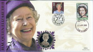 1998 Benham HM Queen Elizabeth Coin Cover with Tristan Da Cunha Proof Coin 