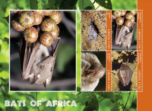 Liberia - 2014 - BATS OF AFRICA - Sheet of 4 Stamps - MNH