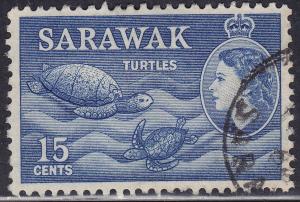 Sarawak 204 USED 1955 Sea Turtles