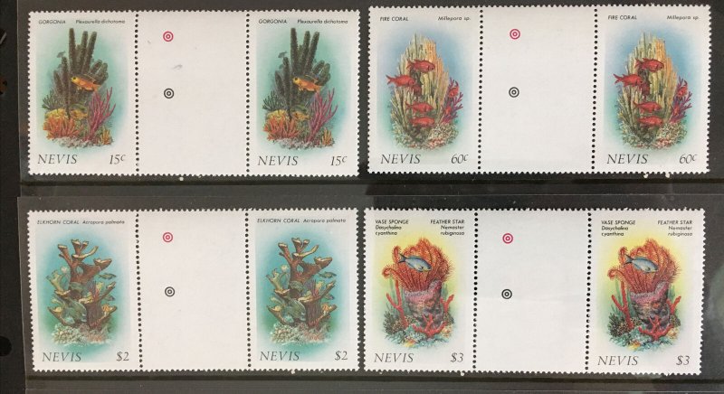 1986 Nevis Sc# 503-6, Coral, Traffic Light Gutter Pairs