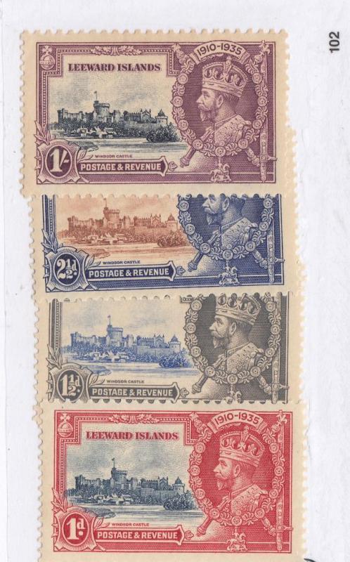 LEEWARD ISLANDS  # 96-99  VF-MLH   KING GEORGE V/ SILVER JUBILEE CAT VALUE $31