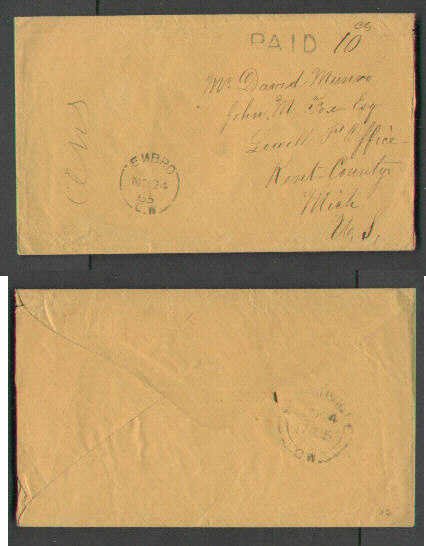 Canada-covers #2271 -   Stampless to USA-Oxford cty-Embro,CW sin