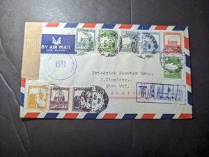 1956 Registered Palestine Airmail Cover Tel Aviv to Vienna VII Austria