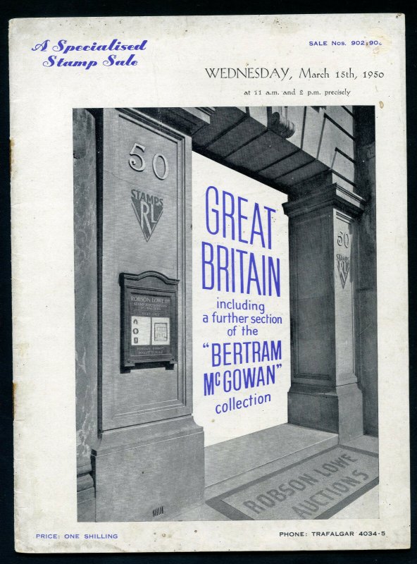 1950 Robson Lowe Specialised Great Britain Auction Catalogue (BK#23).