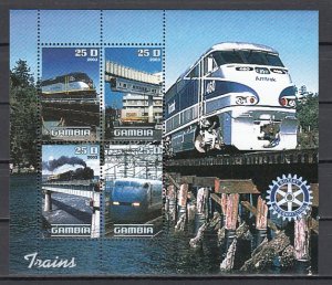 Gambia, 2003 Cinderella issue. Locomotives sheet of 4. ^