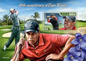 MALDIVES 2015 SHEET TIGER WOODS GOLF SPORTS mld15110b