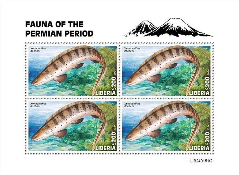 2023/08 - LIBERIA - PERMIAN FAUNA PERIOD III        4V  complet set    MNH **