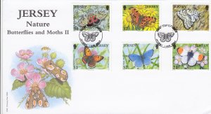 Jersey 2006,  Butterflies & Moth,  set of 6  on FDC
