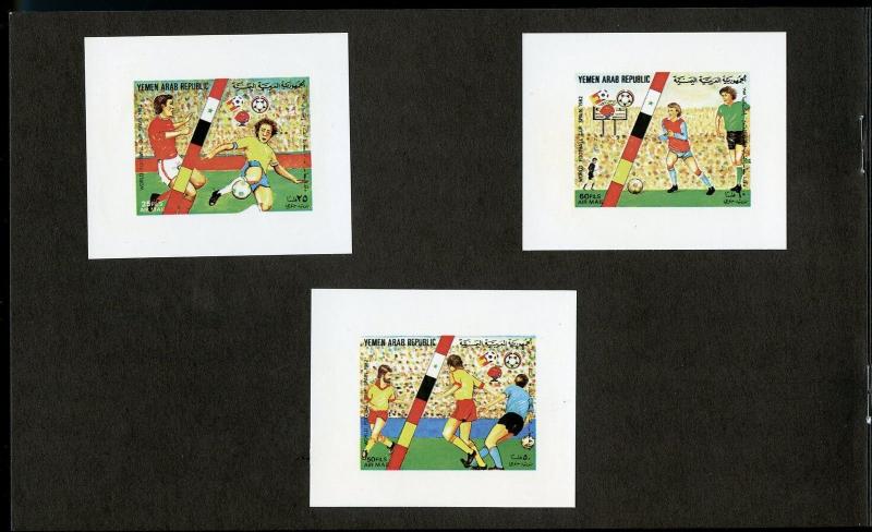 YEMEN ARAB REPUBLIC UEBERREUTE PROOF FOLDER 6 1982 WORLD CUP SOCCER STAMPS