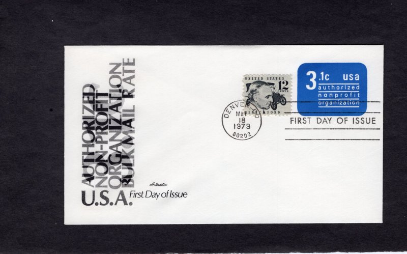 U589 Postal Stationary non-profit bulk rate, FDC, Artmaster