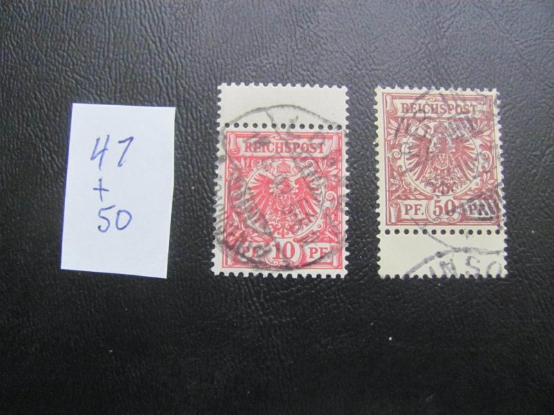 Germany 1889 USED MI.  45/50   VARITIES AND PLATE FLAWS LOT VF/XF   (138)