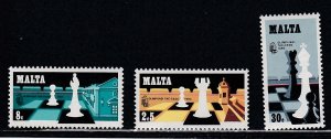 Malta # 577-579, Chess Olympiad, Mint LH, 1/3 Cat.