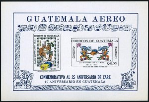 Guatemala C459a sheet,MNH.Michel Bl.12. CARE,25th Ann.1971.Mayas,CARE package.