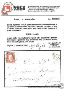 a0742  SICILIA Sassone 9 su BUSTA: annullo CALATAFIMI - RRR