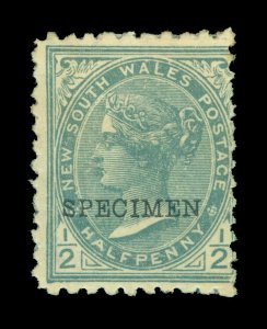 NEW SOUTH WALES 1897 Q.Victoria 1/2p slate  Scott # 95 mint MH SPECIMEN  ovpt.