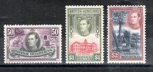 British Honduras 1938 50c, $1 and $2 SG 14 MLH/MH