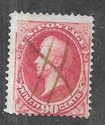 US #155  90c  Commodore Perry carmine  (U) CV  $325.00