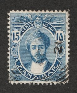 1914 Zanzibar Sc# 146 - 15c, Sultan... Used stamp Cv$8.75