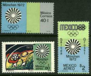 MEXICO 1047,C410-C411 Munich Olympic Games MINT, NH. F-VF.