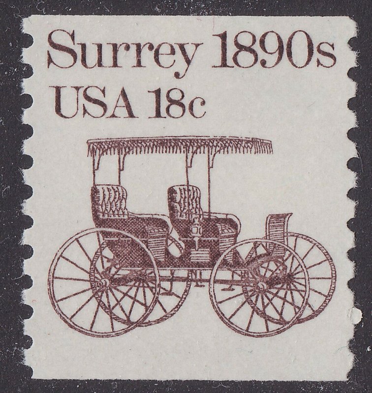 US 1907 Transportation Surrey 1890s 18c coil single (1 stamp) MNH 1981