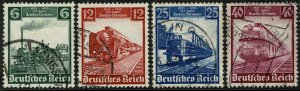 GERMANY 1935 RAILWAYS CENTENARY USED (VFU) SG577-580 Wmk. 97 P.14x13.5 SUPERB