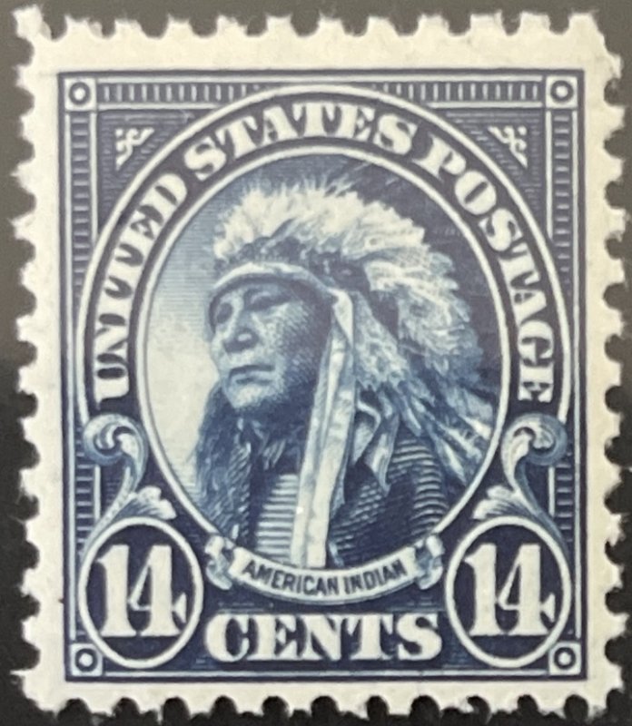 Scott #565 1923 14¢ American Indian flat plate perf. 11 MNH OG