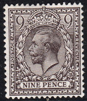 GB KGV 1912 9d Agate SG392 Mint